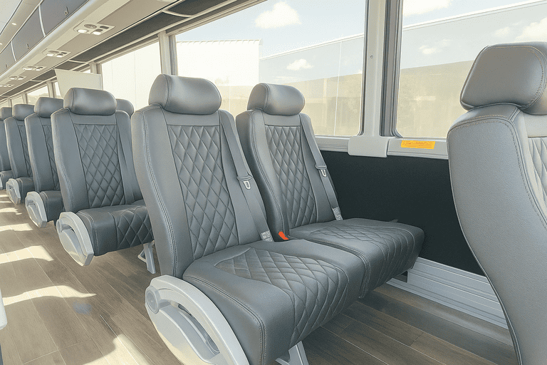 interior of Rocklin Coach Bus Service charter bus